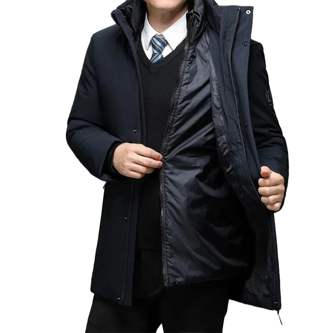 thick warm three in one detachable down cotton jacket business Men's winter jacket fashionable hooded waterproof parka coat