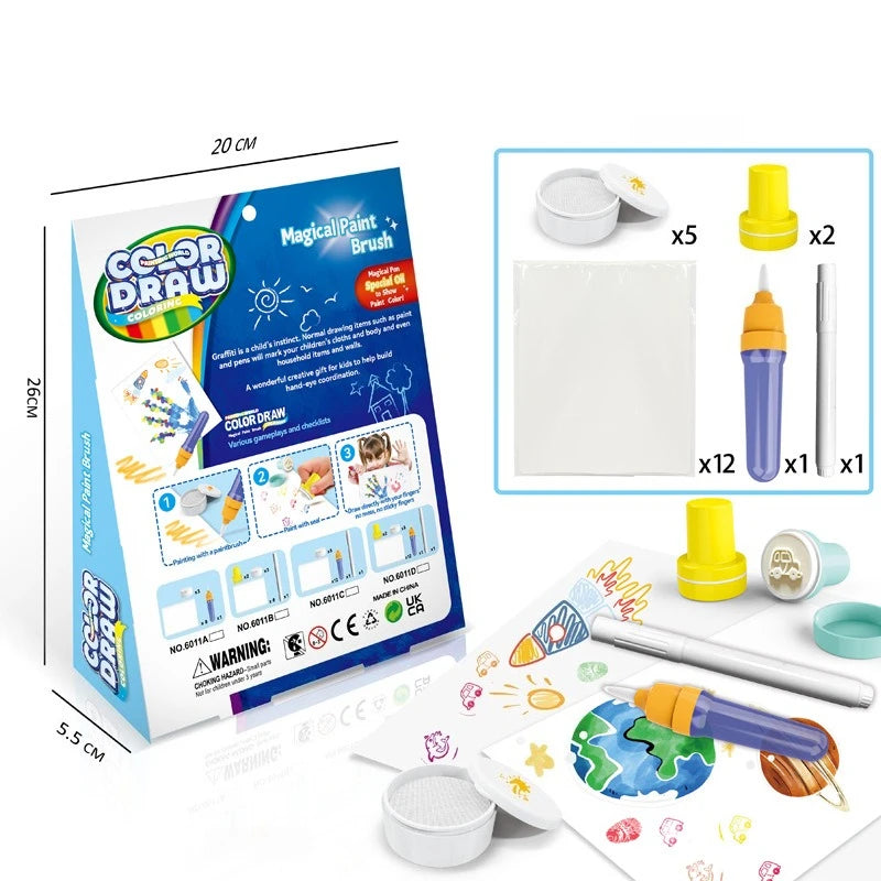 Magic Drawing Toys for Kids Fantasy Color Brush Graffiti Seal Baby Painting Set Children Montessori Interactive Educational Toys