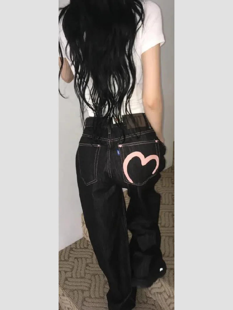 2025 Autumn Winter Women's Denim Jeans Y2K Wide Fit Baggy Jeans Grunge Harajuku Cowboy In Pants Korean Mom Jeans Punk Retro