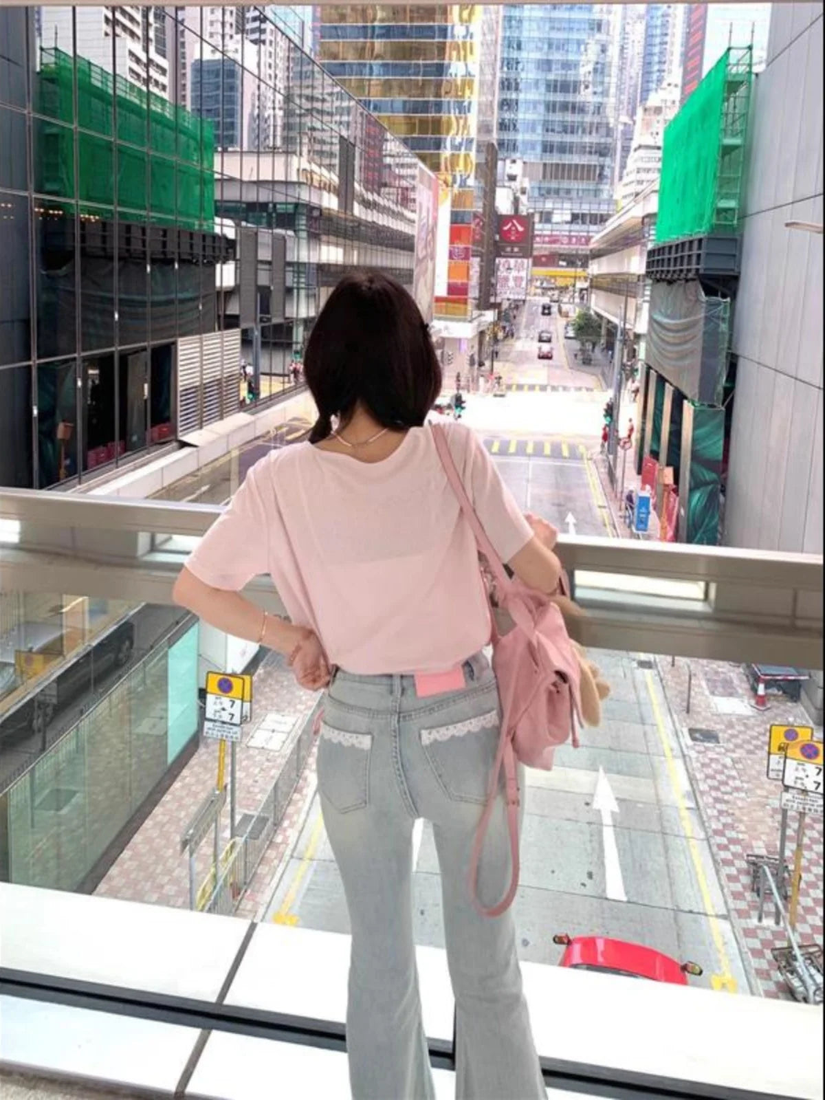Elastic Lace Splice High Waist Bell Bottom Jeans Women's 2026 Light Color Slimming Butt Lifting Bell Pants