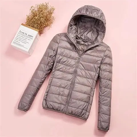 Lightweight Short down Cotton Jacket Women's Stand Collar Hooded Slim Fit plus Size Winter Outerwear CleanFit Style