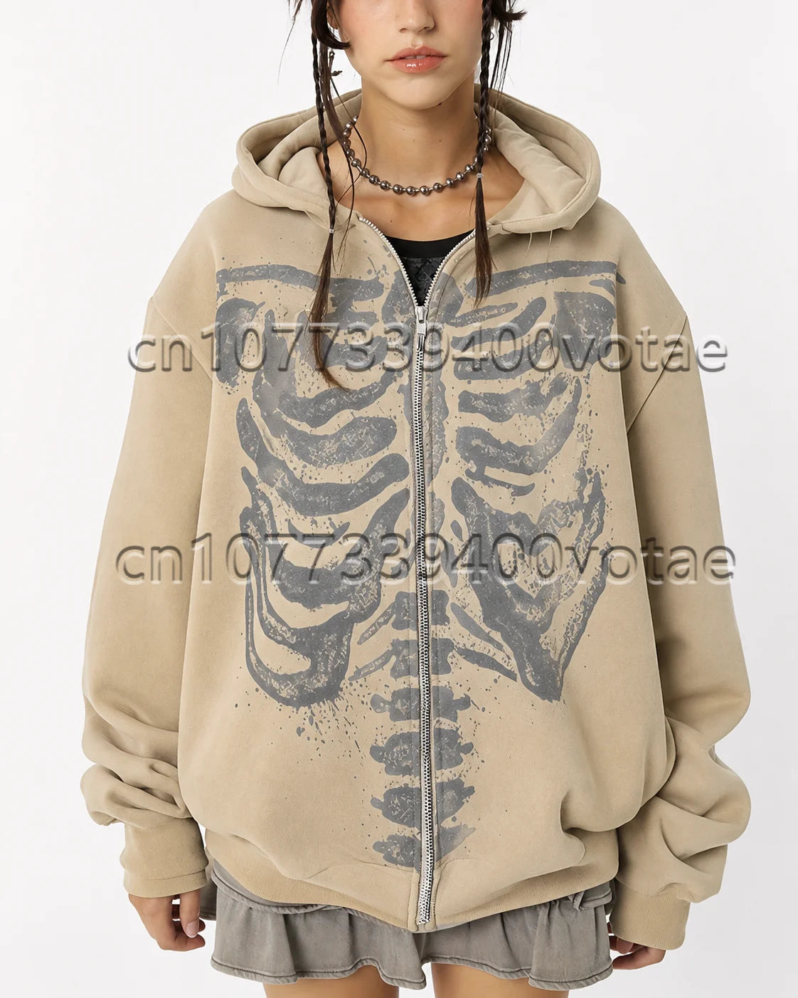 Fashion Letter Zip Up Hoodies Women Autumn Long Sleeve Tops Loose Hood Shirt Harajuku Y2K Clothes Female Sweatshirt Jacket