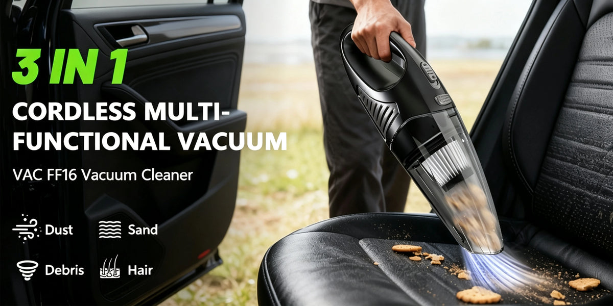 Portable Cordless Handheld Vacuum Cleaner, Rechargeable Type‑C Hand Vac with Multiple Nozzles, Low Noise Hand Vacuum for Car, Ho