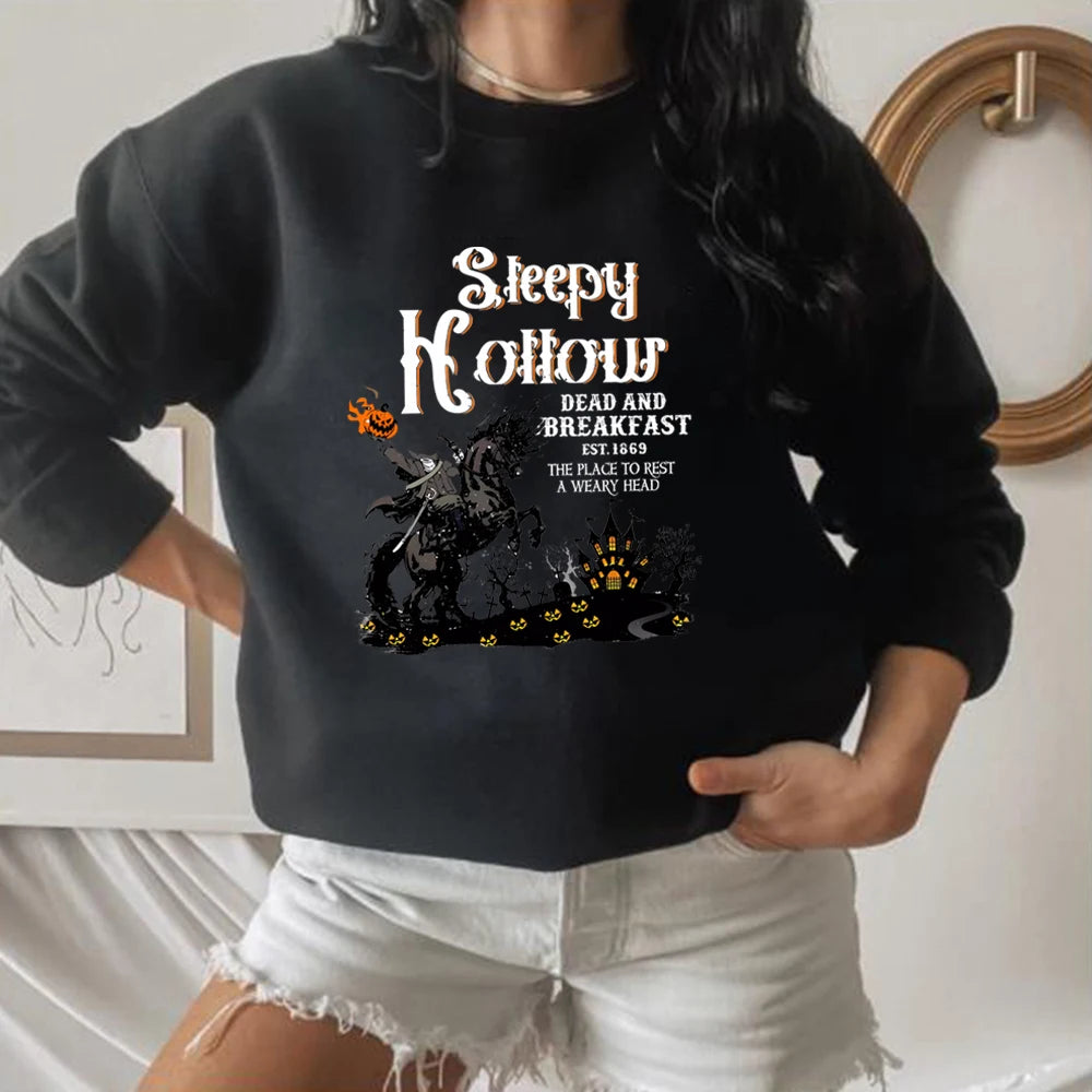 Halloween Horror Sweatshirt Retro Halloween Shirt Sleepy Hollow Sweater Headless Horseman Shirts Fall Long sleeves Sweatshirts