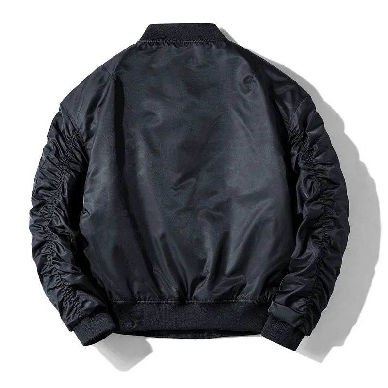 KIDWHXR Bomber Jacket Man Winter Thicken Stand Collar Men Parkas Pilot Coat Loose Long Sleeve Sport Casual Male Outerwear
