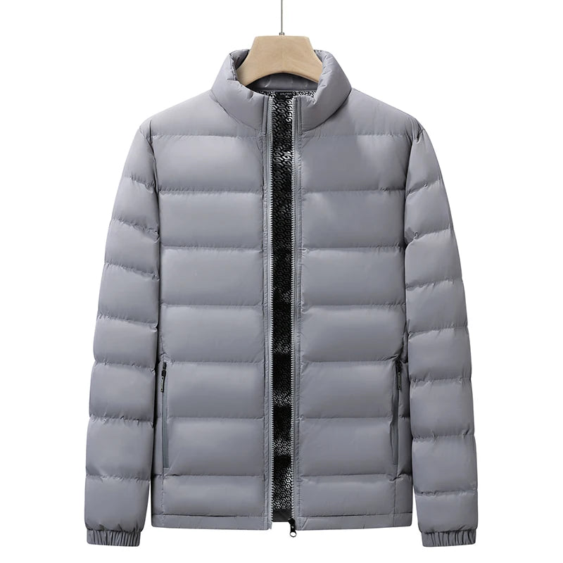 Puffer Jacket Man Outdoor Windproof Outerwear Winter Casual Warm Men Jacket Solid Color Thicken Male Fashion Stand Collar Coats