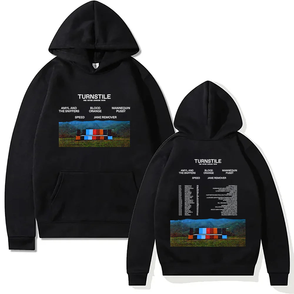 Turnstile Band Hoodies Turnstile The Never Enough Tour 2025 Sweatshirt Unisex Hip Hop Rock Street Pullovers Two Sides Streetwear