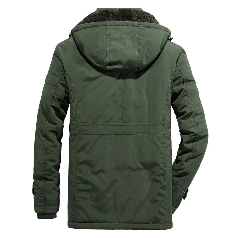 2026 New Winter Men Jacket Windbreaker Coats Parka Mens Jackets Plus Velvet Men Hooded Men Casual Warm Coat Detachable Hat