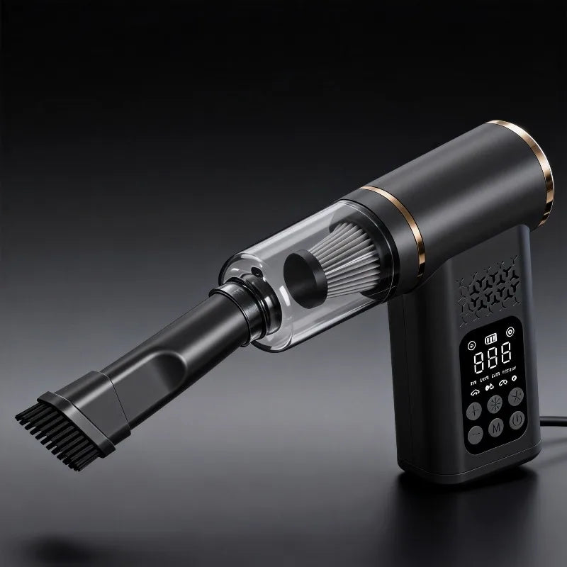 Wireless Car Vacuum Cleaner and Air Pump 2 in 1 Portable Smart Tire Inflator with Digital Display for Emergency Outdoor Tool