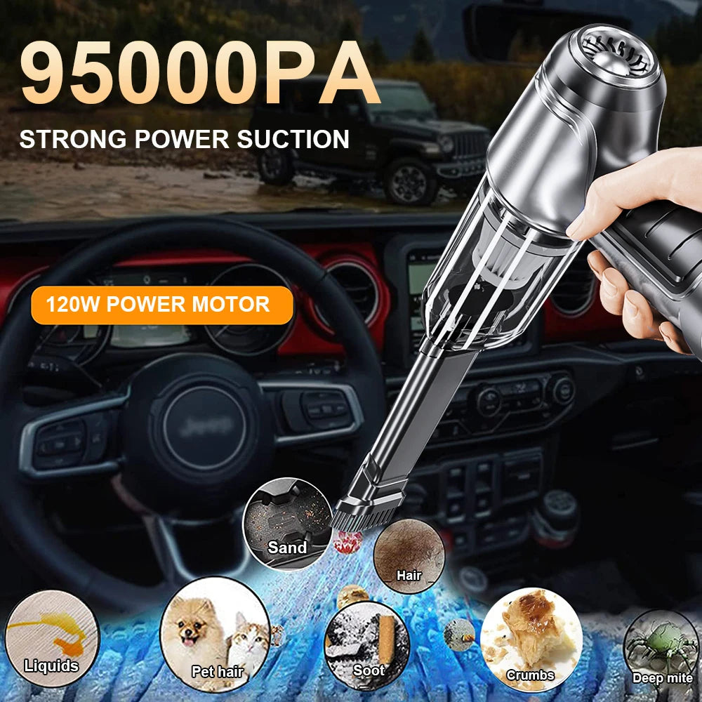 Car Vacuum Cleaner Portable Wireless Vacuum Cleaner Mini Handheld Powerful 95000PA Strong Suction Vacuum Cleaner for Car Home