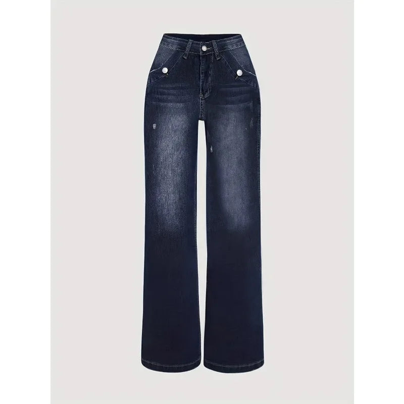 2026 Women's Fashion Retro Narrow Straight Pants, High Waist Slim Drape Stretch Jeans Joker Straight Pants