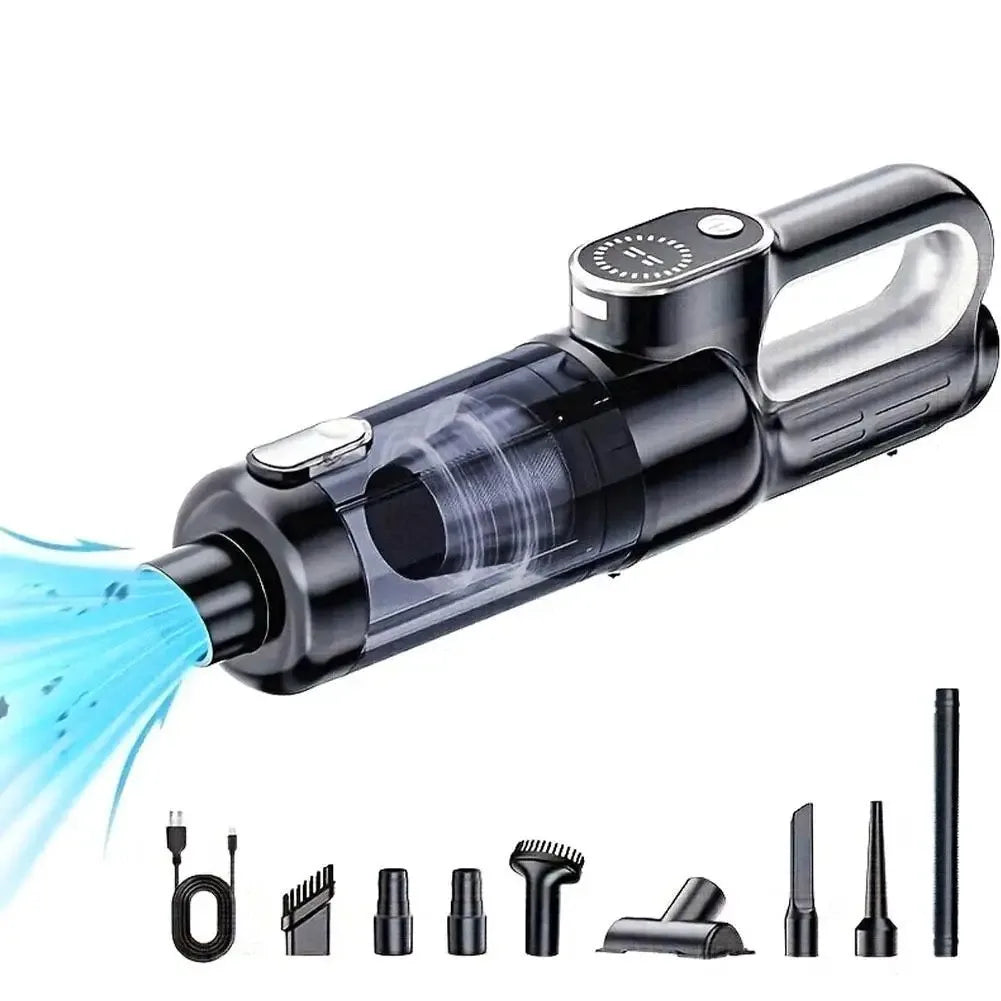 High Power Wireless Handheld Mini Car Vacuum Cleaner Large Suction Brushless Motor One Button Dust Dump LED Light For Car Home