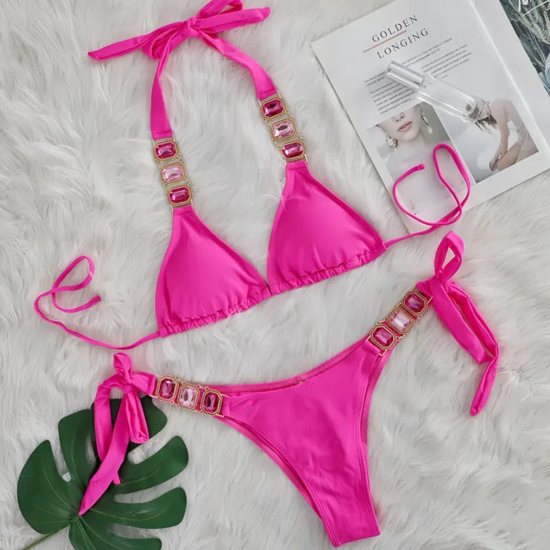 2026 Sexy Bikinis Swimsuit With Rhinestones Women's Swimwear Female Push Up Bikini Beach Swim Wear Bathing Suits Pool Bather