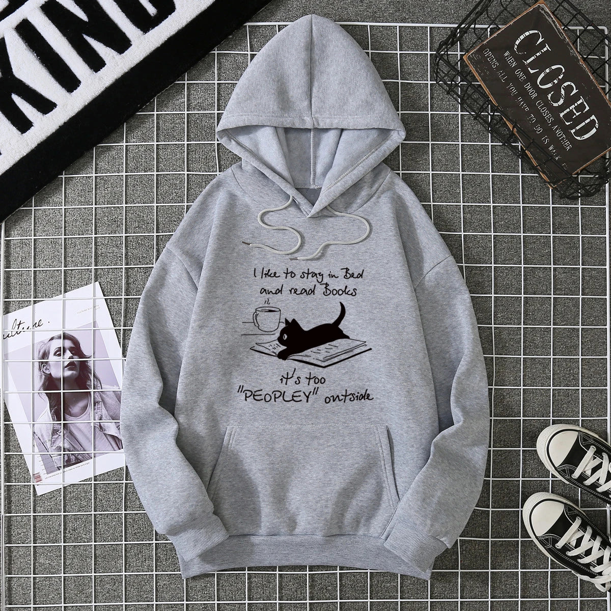 2025Winter Women's Hoodie Solid Color Print Unisex style Double Pockets Sweatshirts Outerwear Plus-Size Women's Clothing CYXX234