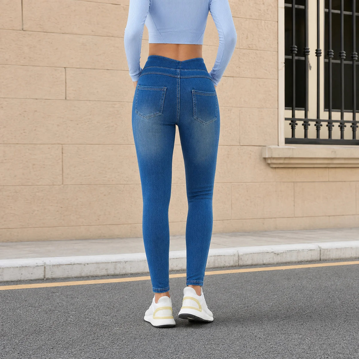 Smoothscape Women’s High Rise Stretch Skinny Jeans Soft Sculpting Denim Pants Tummy Control Slim Fit Pull On Casual Wear