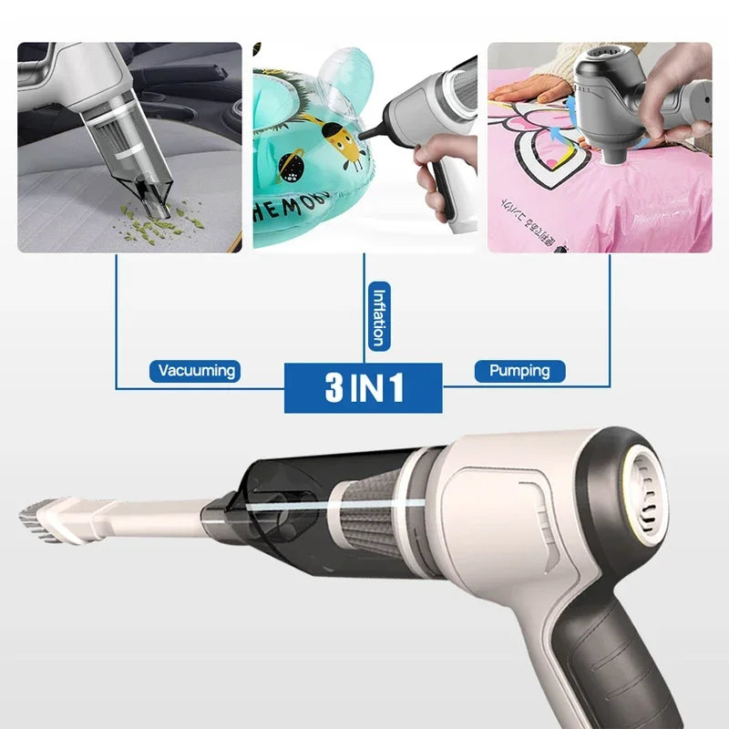 NEW 3 in 1 Handheld Auto Vacuum Home & Car Dual Use120W 9000Pa Car Wireless Vacuum Cleaner Mini Cleaning Machine Car Accessories