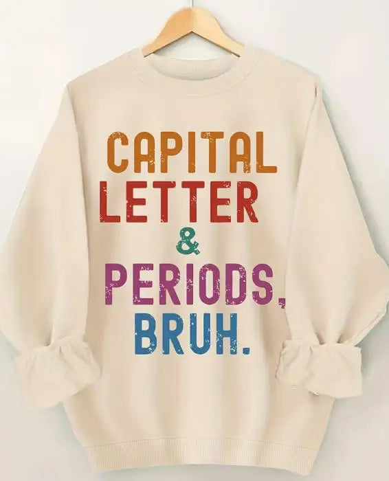 Sweatshirt Vintage Crewneck Sweatshirt Women Funny CAPITAL LETTER Print Oversized Pullover Y2k Streetwear Harajuku Loose Tops Winter Warm Long Sleeve Clothes Female