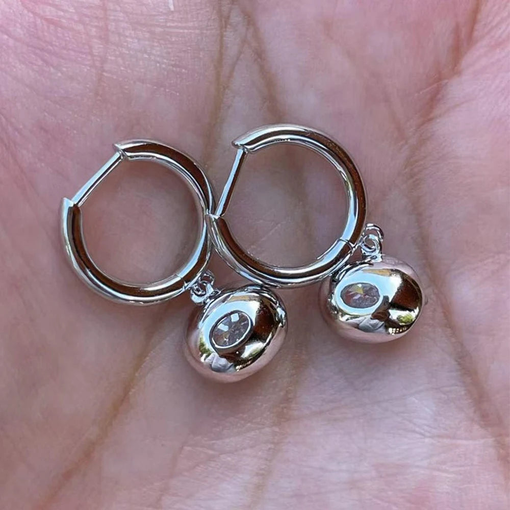 Earrings 1.5Carat Moissanite 1.5Carat Oval Cut Moissanite Huggie Hoop Earrings for Women 925 Sterling Silver Bezel Set Solitaire Diamond Drop Earring Jewelry