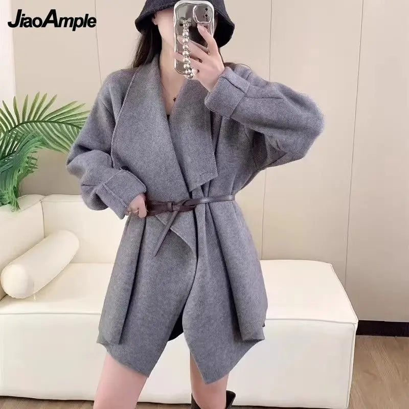 2025 Autumn/Winter Korean Elegant In Matching Set Women's Fashion Knitted Cardigan Coat+Loose Skirt Pants Two Piece Suit