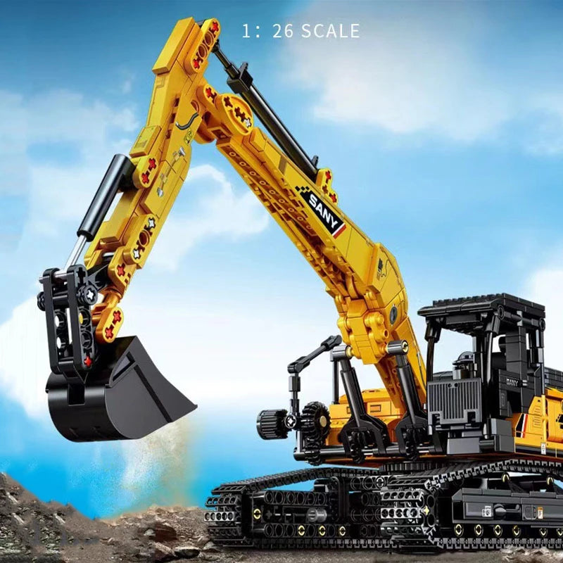 1022pcs-SEMBO BLOCK Excavator Models Building Blocks MOC City Construction Engineering Vehicle Bricks Educational Toys Boys Gift