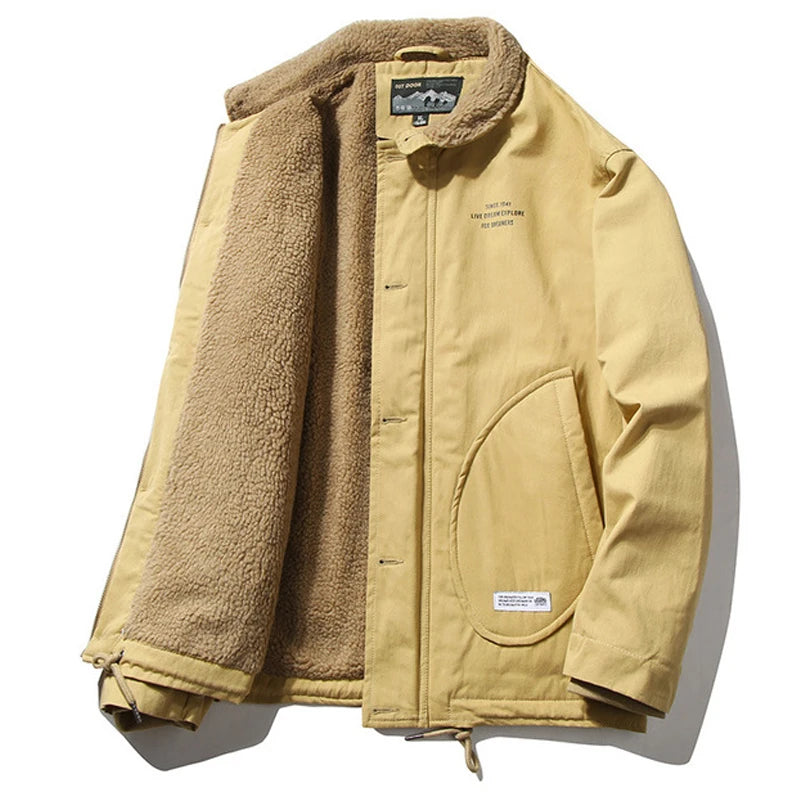 Men's Fur Collar Jackets Men Thick Warm Jacket New Autumn Winter Military Parkas Outerwear Clothing Fleece Jacket Clothes