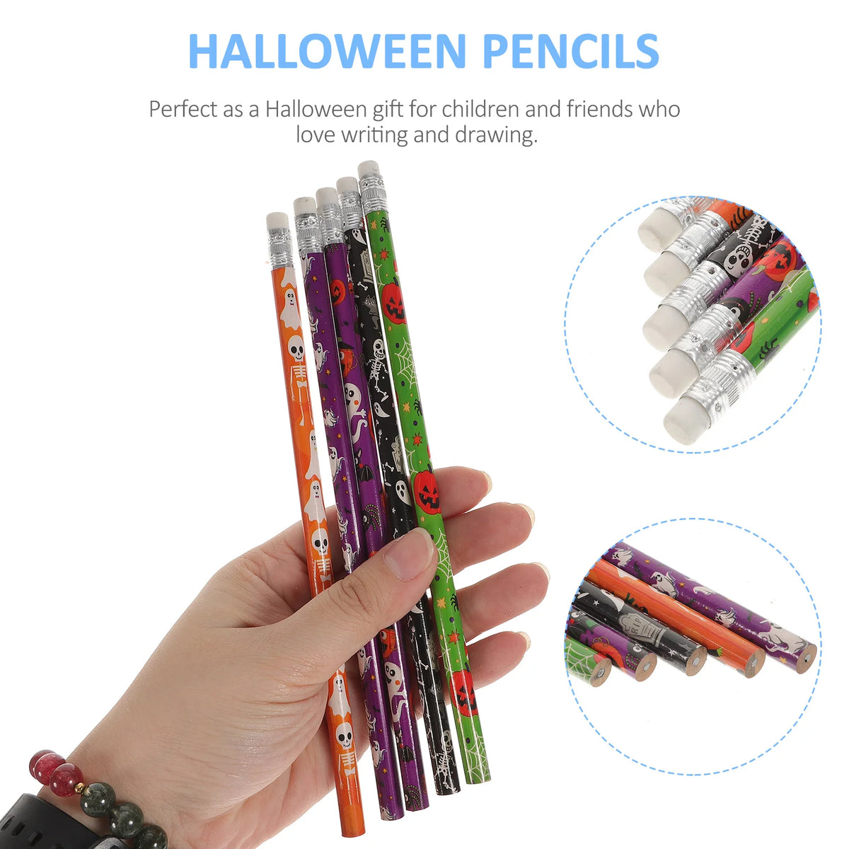 Halloween Pencil Assortment with Eraser Creative Basswood Pencils Halloween Themed Stationery Pencils Party Favors Kids Gifts
