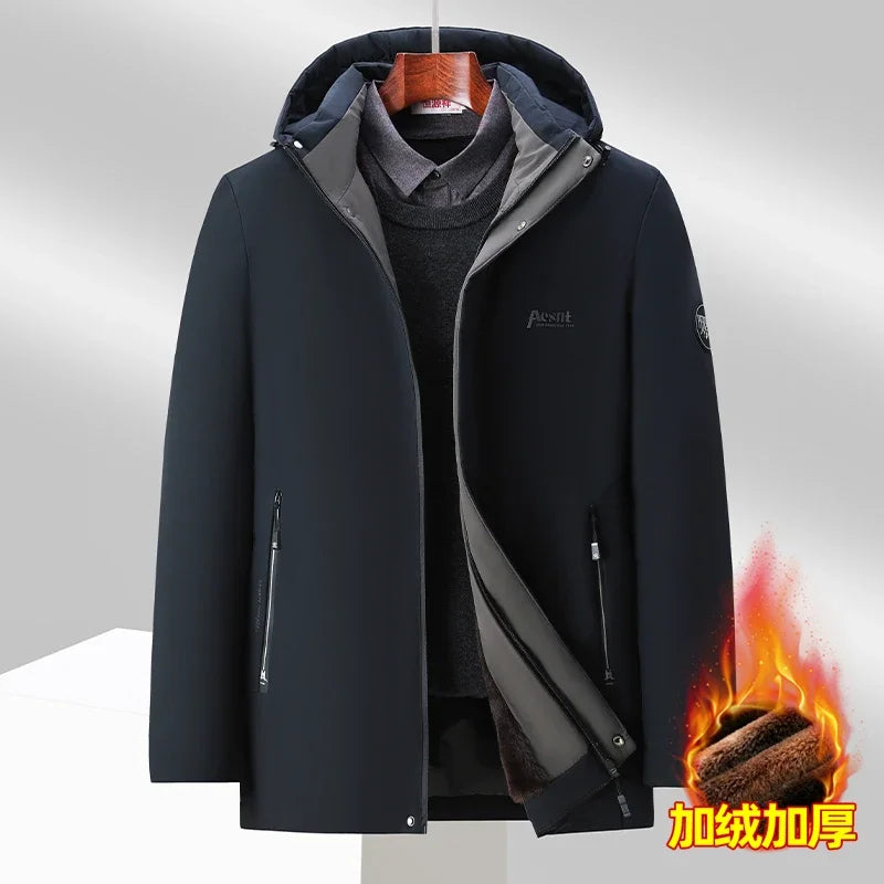 Men Jacket Top Quality Winter Thicken Men Clothing New Brand Designer Casual Fashion Outwear Parkas Longline Windbreaker Coats