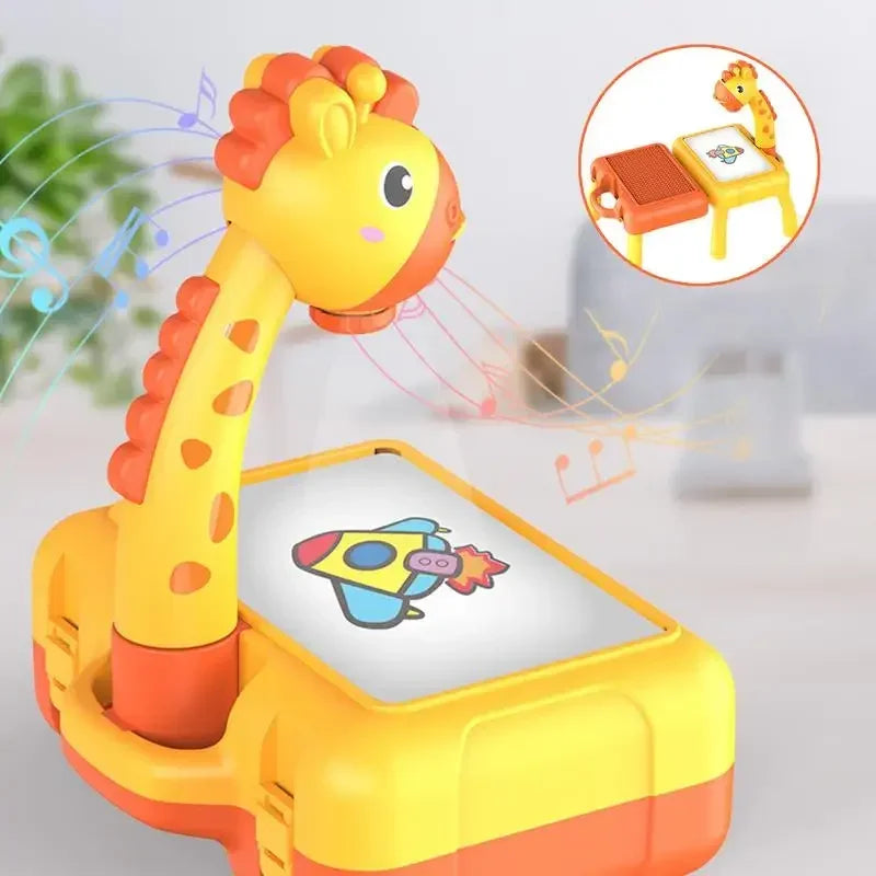 Children's Projection Painting Board Multifunction Storage Table Lights Music Projector Drawing Board Paint Toy for Kids Gifts