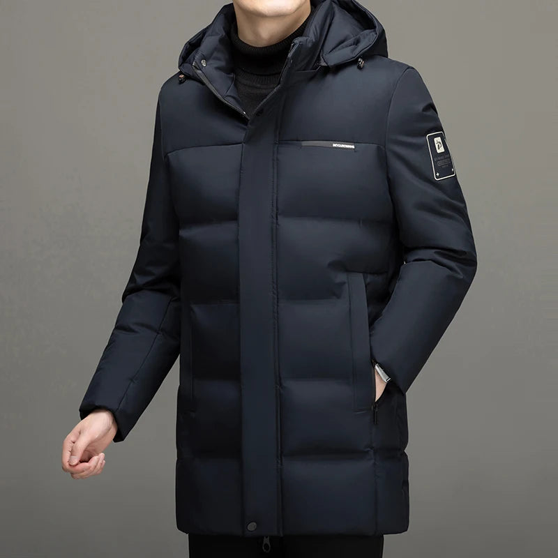 Winter Warm Thicken Long Jacket Coat Mens Hooded Waterproof Puffer Cotton Coat Men Casual Windproof Parkas Coats