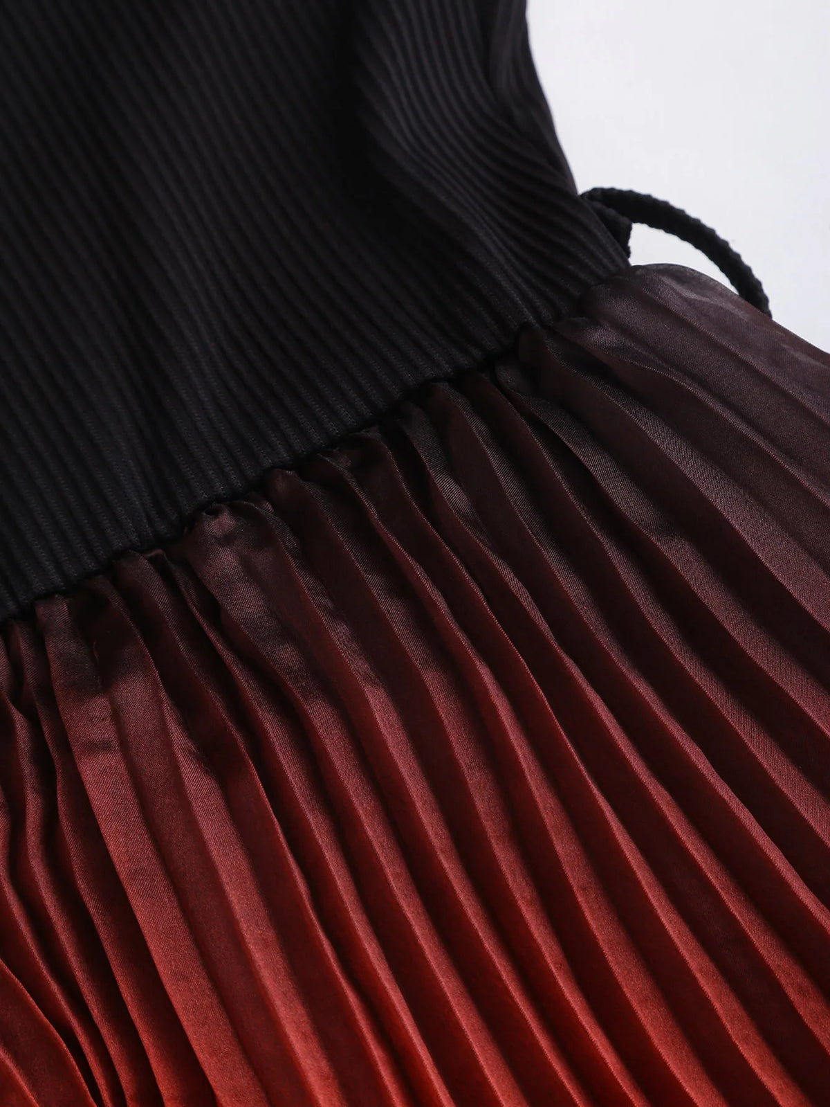Mixed Color Midi Dress with Pleated Satin Neckline Open Shoulder Waist Cinching Loose Fit for Women Elegant Casual Daily Wear
