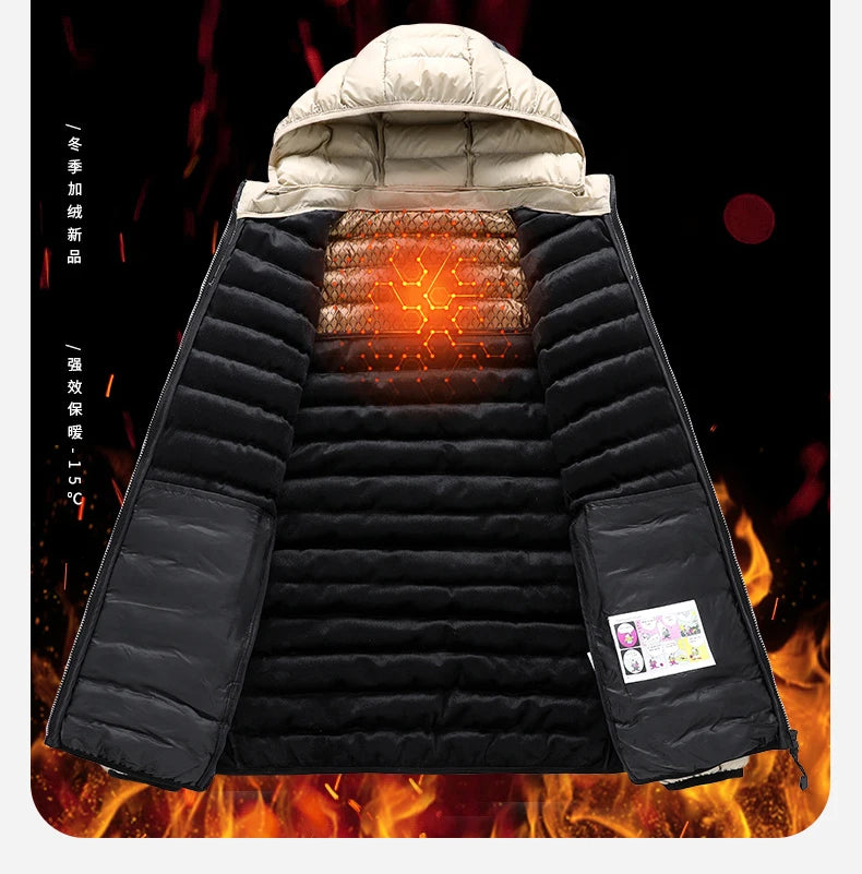 2025 Hot Fashion Long Down Men Hooded Winter Coat Men Thick Warm Mens Winter Jacket Windproof Wool Liner Parka