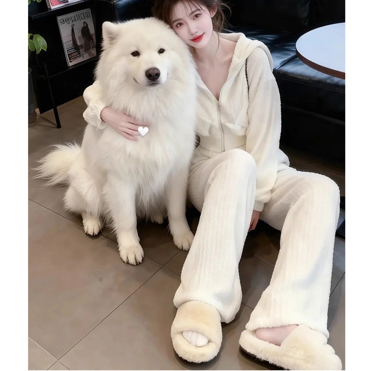Spring Autumn Hooded Sweatshirt Wide Leg Pants Two Piece Set Loose Slimming Casual Fashion Women's Trendy Outfit