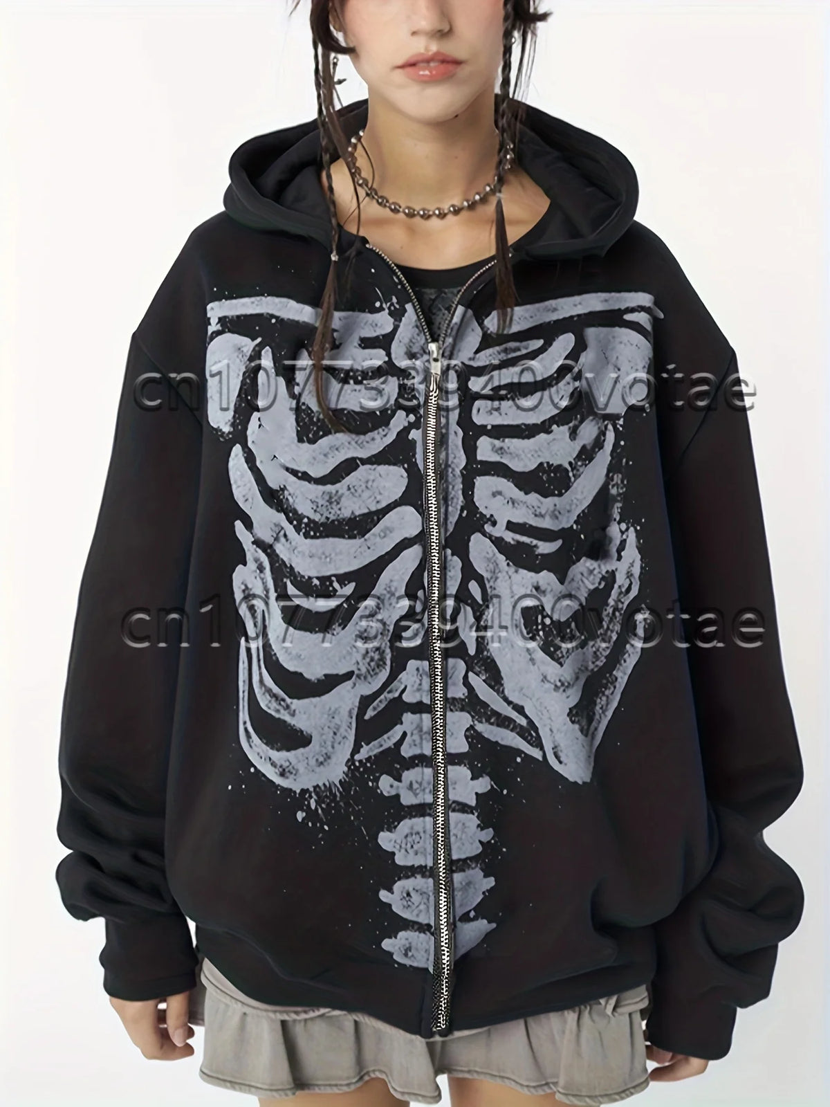Fashion Letter Zip Up Hoodies Women Autumn Long Sleeve Tops Loose Hood Shirt Harajuku Y2K Clothes Female Sweatshirt Jacket