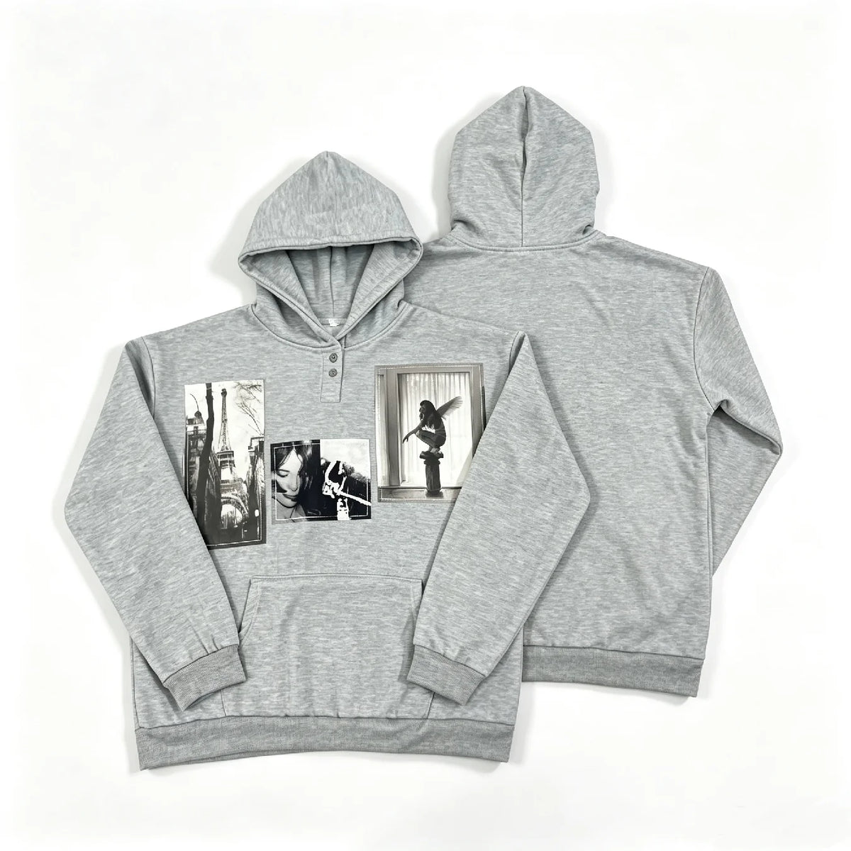 2026 new autumn and winter American retro vintage patchwork photo print hooded sweatshirt decadent style street trend hoodie ins