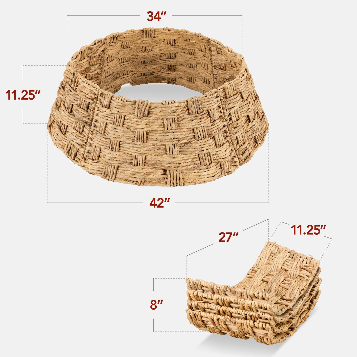 42-Inch Woven Water Hyacinth Christmas Tree Collar