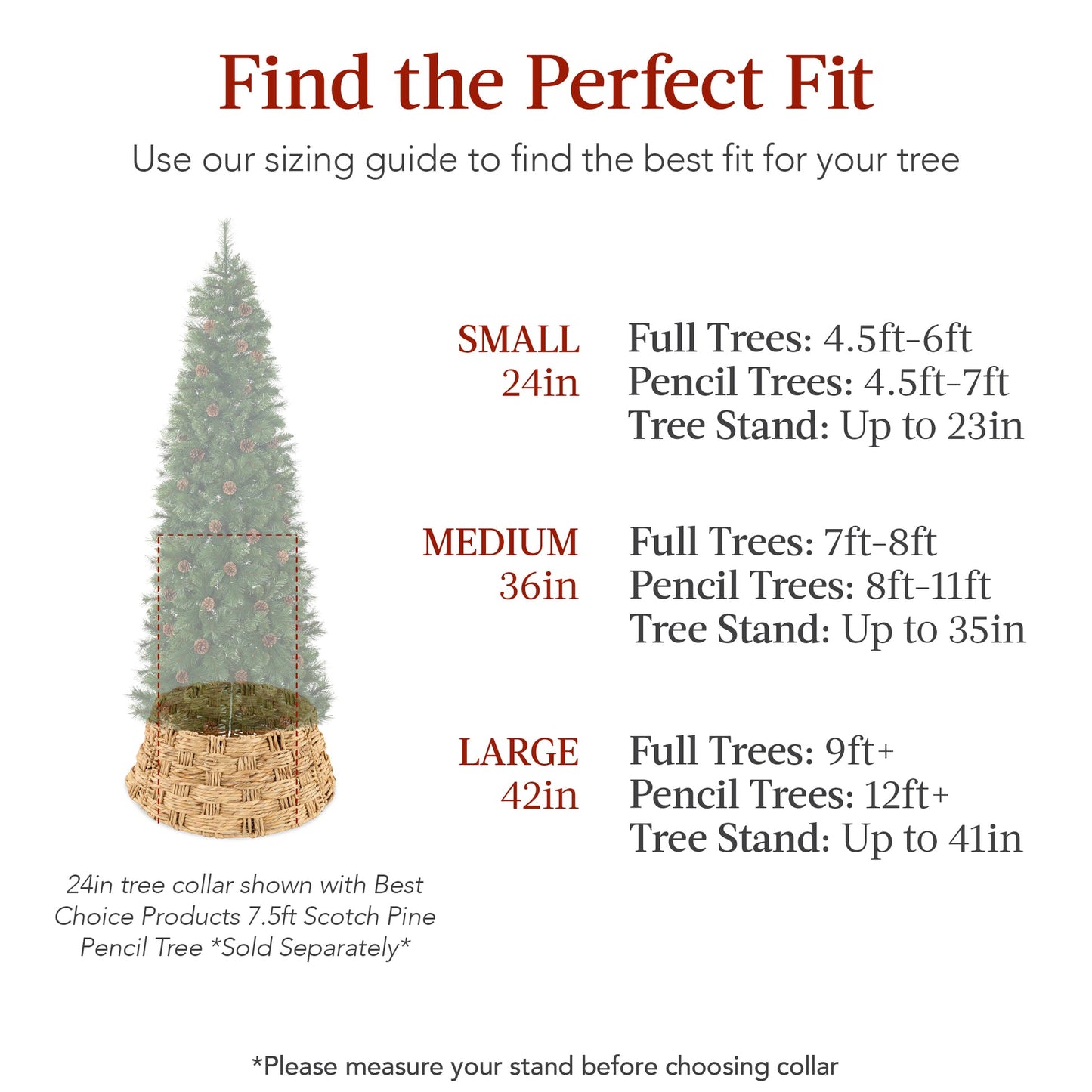 42-Inch Woven Water Hyacinth Christmas Tree Collar
