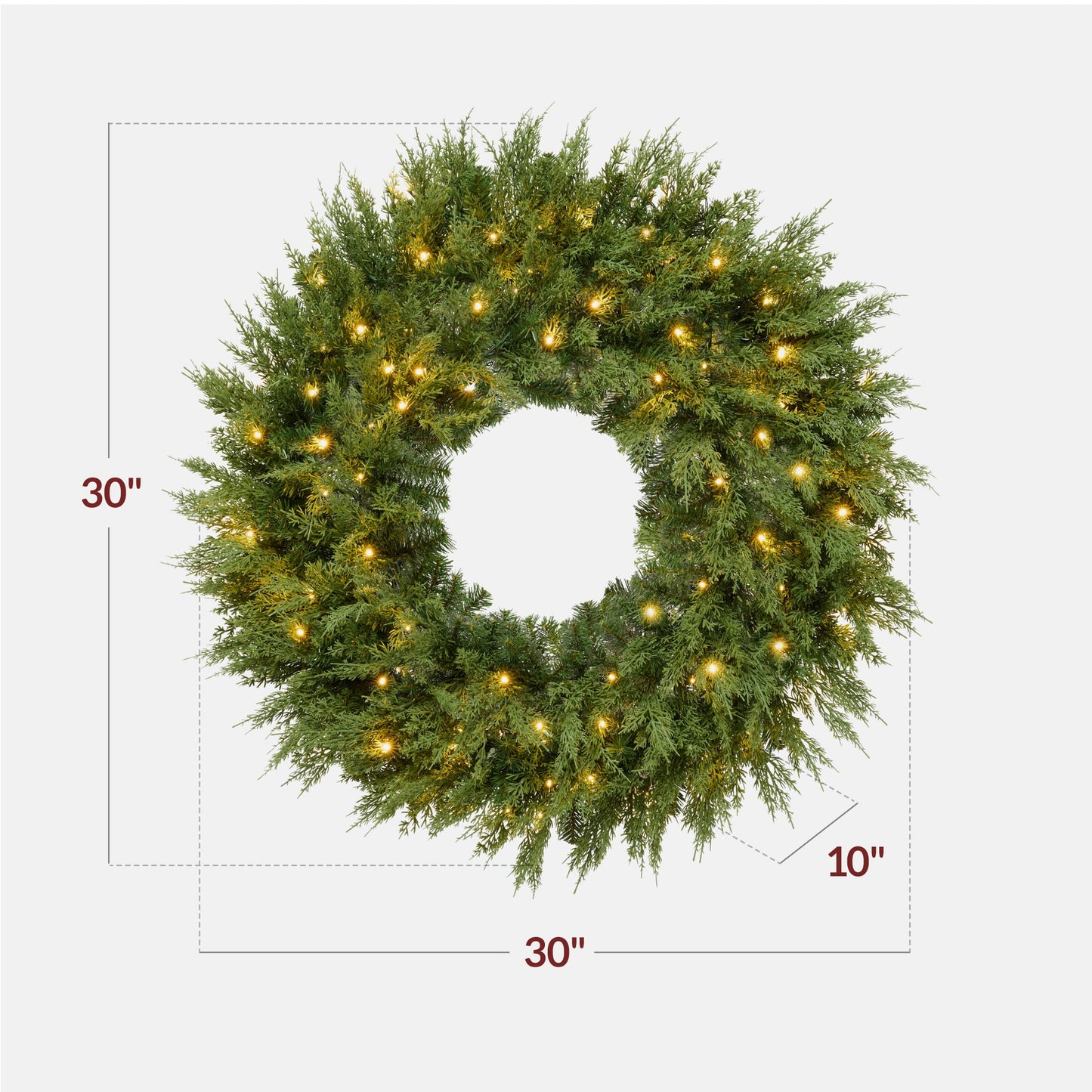 Pre-Lit Cedar Cypress Christmas Wreath with Twinkling LED Lights