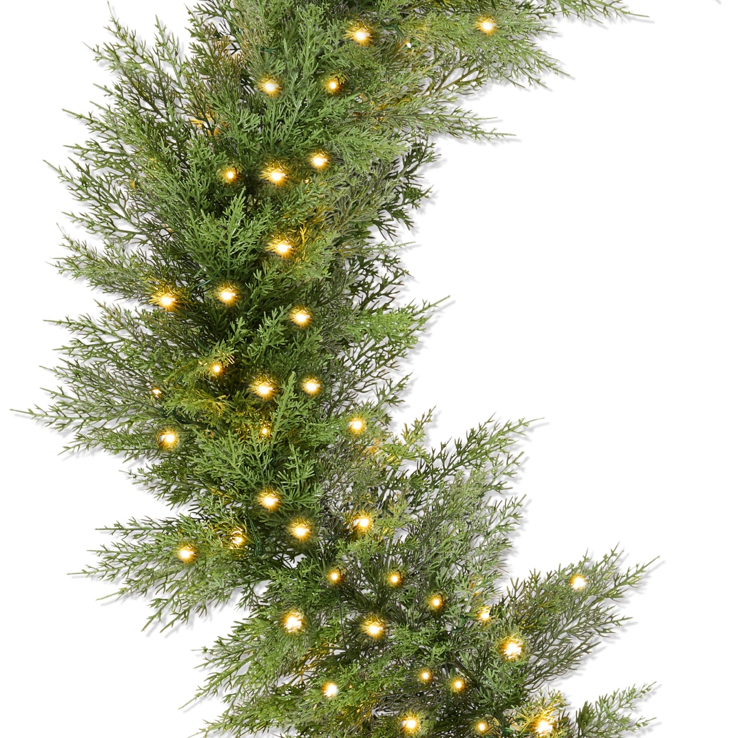 Pre-Lit Cedar Cypress Christmas Garland with Twinkling LED Lights