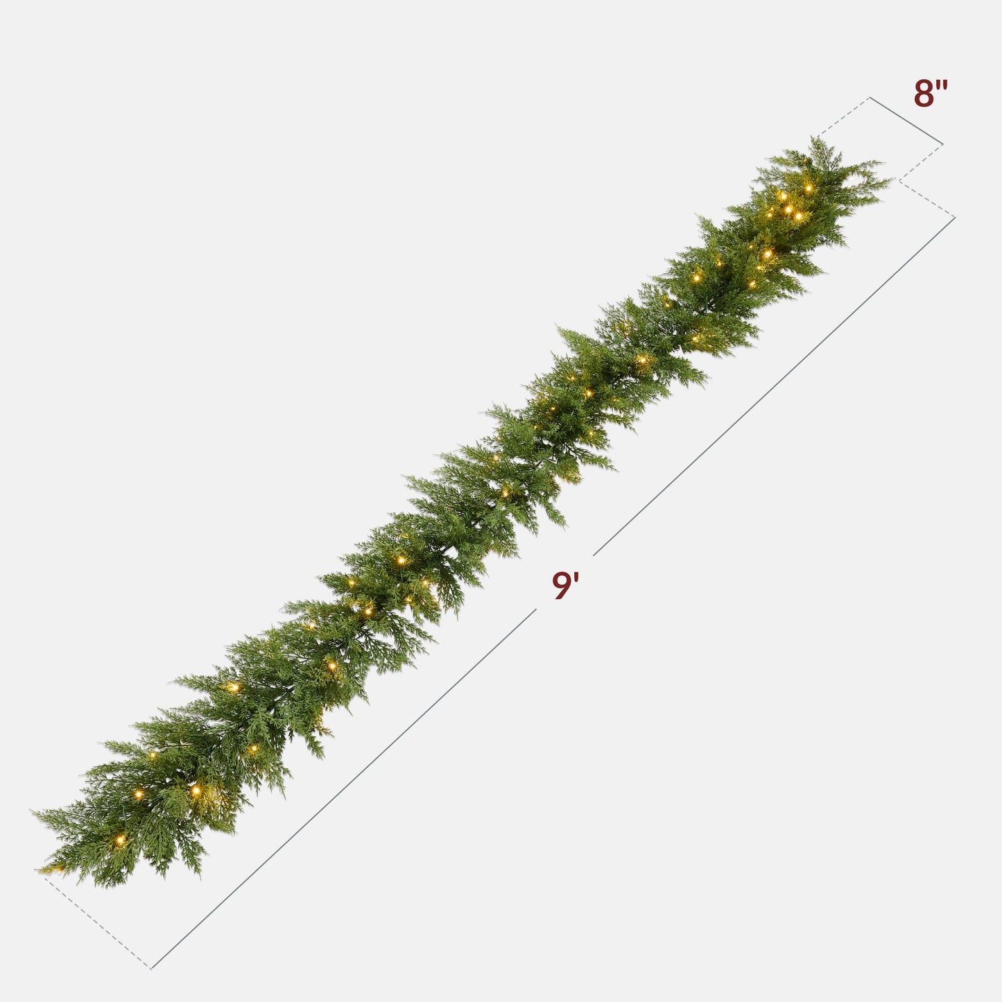 Pre-Lit Cedar Cypress Christmas Garland with Twinkling LED Lights