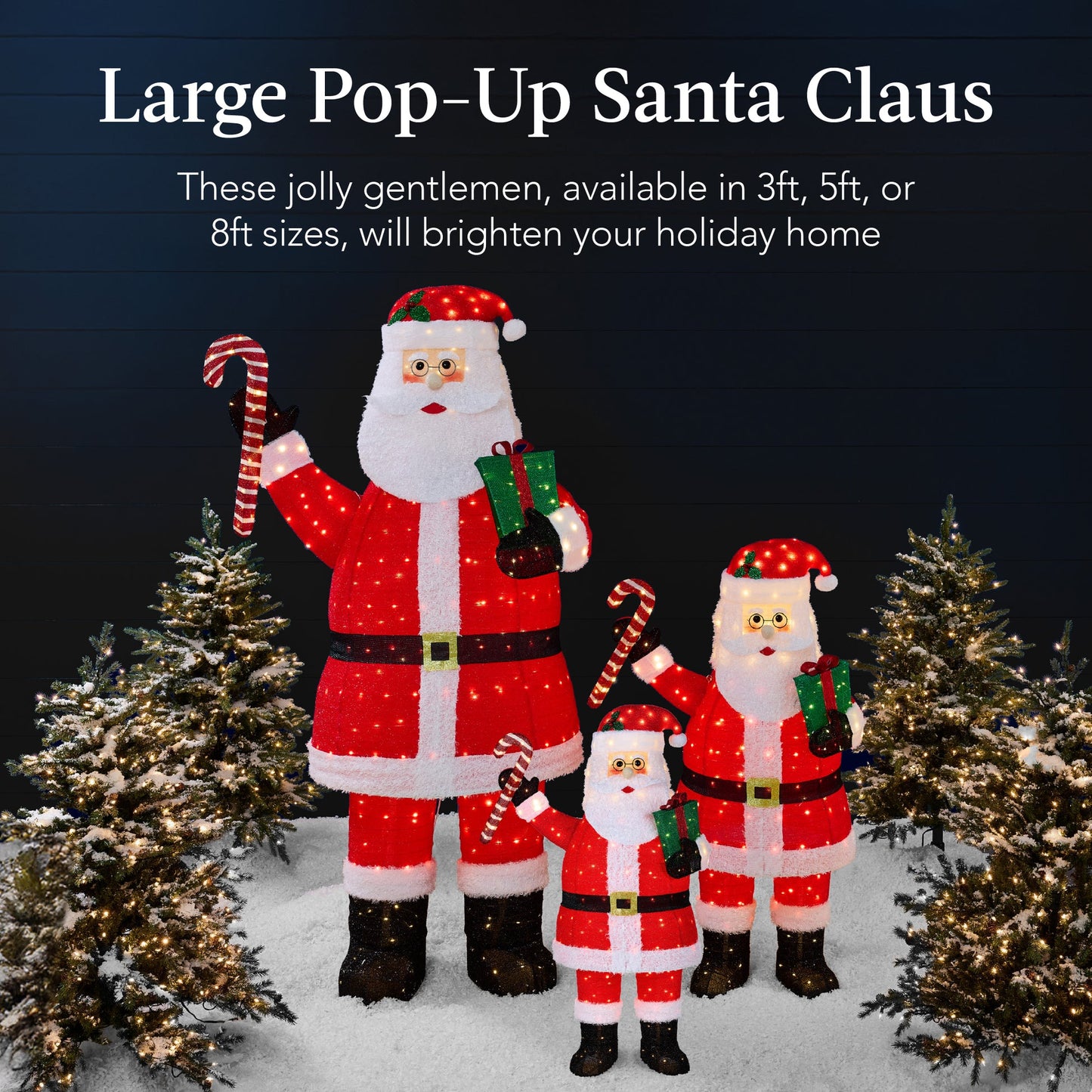 Lighted Pop-Up Santa Claus Christmas Decoration with LED Lights