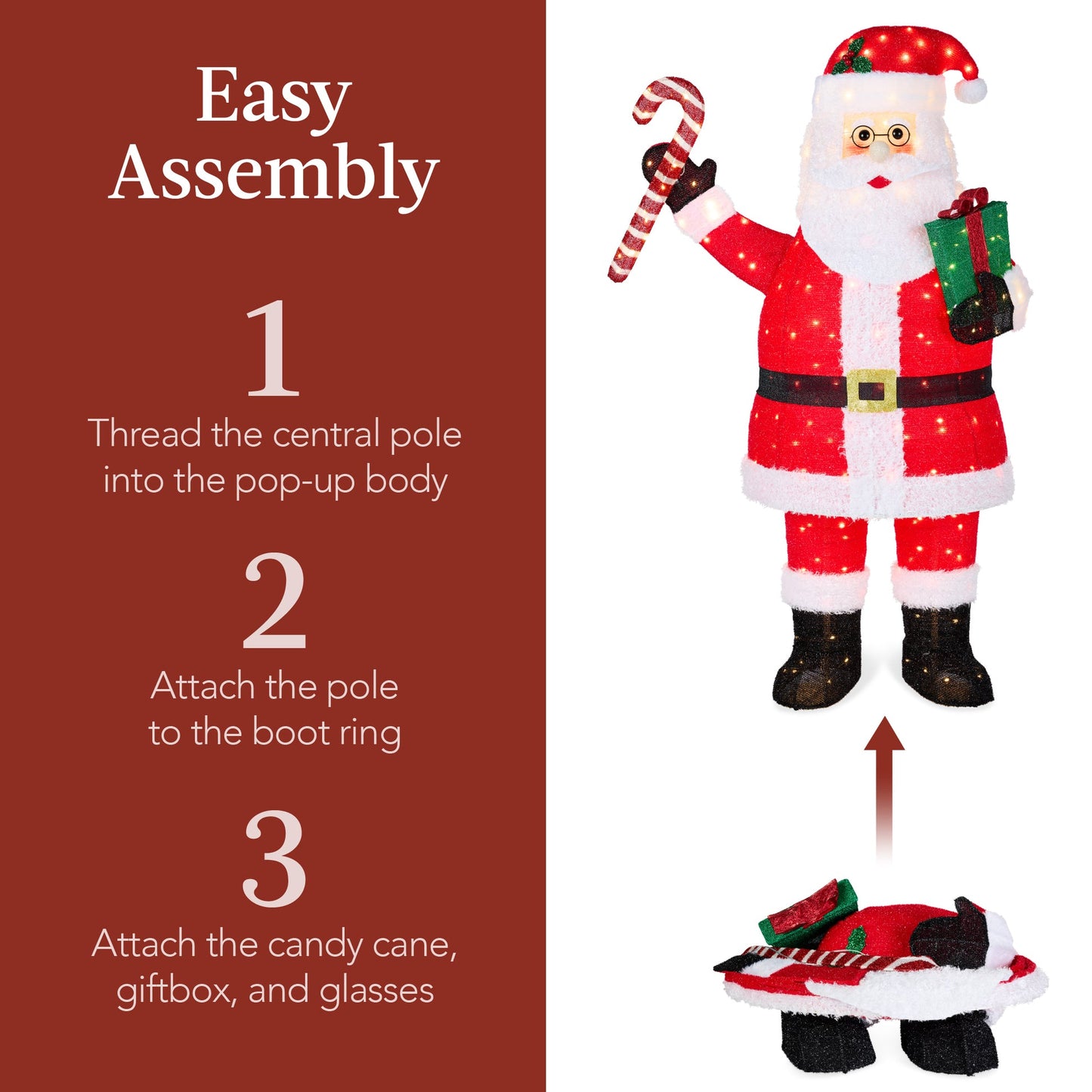 Lighted Pop-Up Santa Claus Christmas Decoration with LED Lights