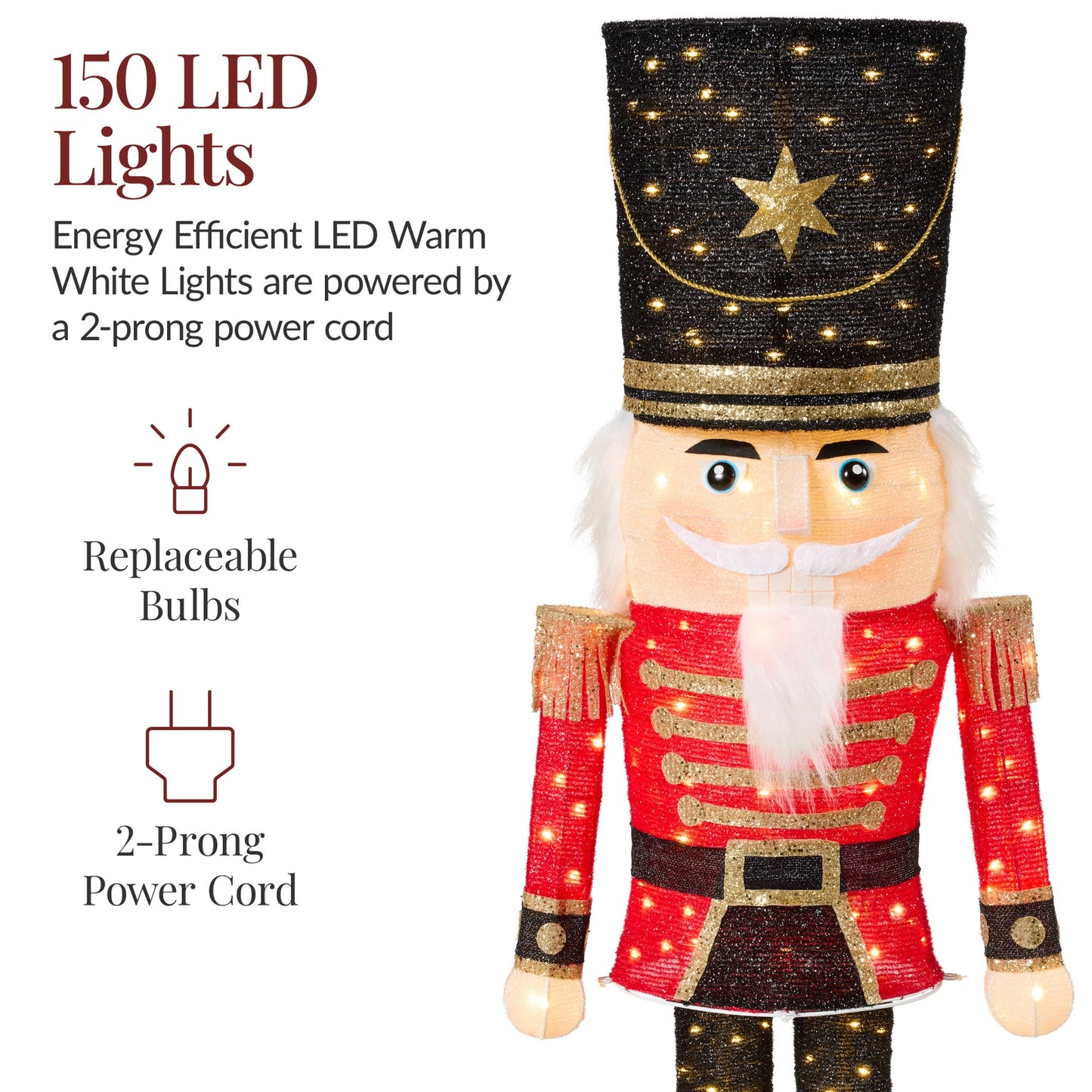 5ft Lighted Pop-Up Christmas Nutcracker with 150 LED Lights