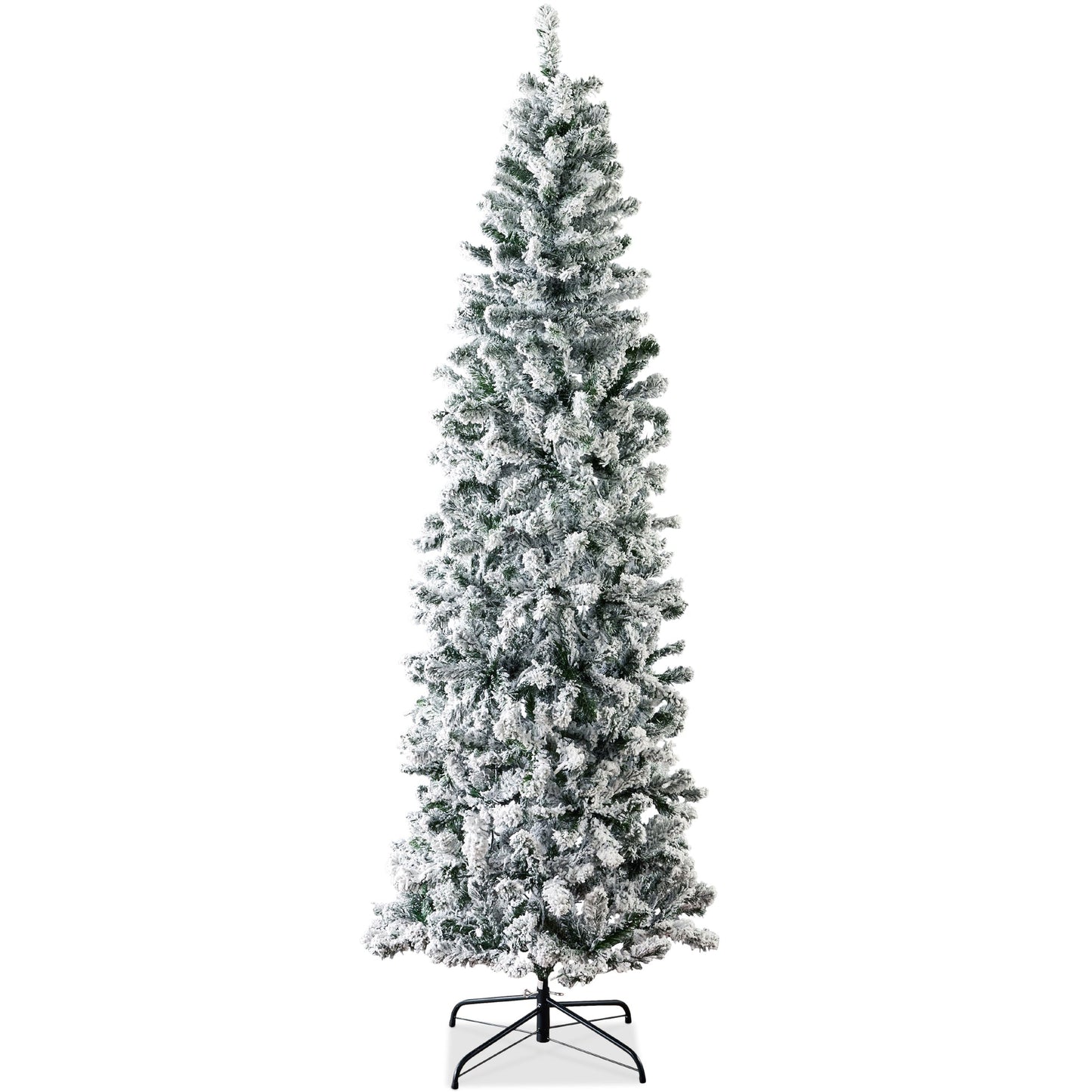 Snow Flocked Artificial Pencil Christmas Tree with Stand