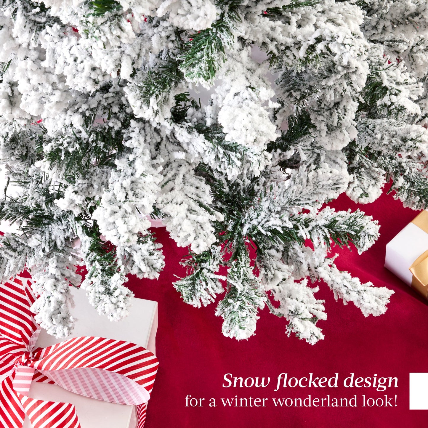 Snow Flocked Artificial Pencil Christmas Tree with Stand