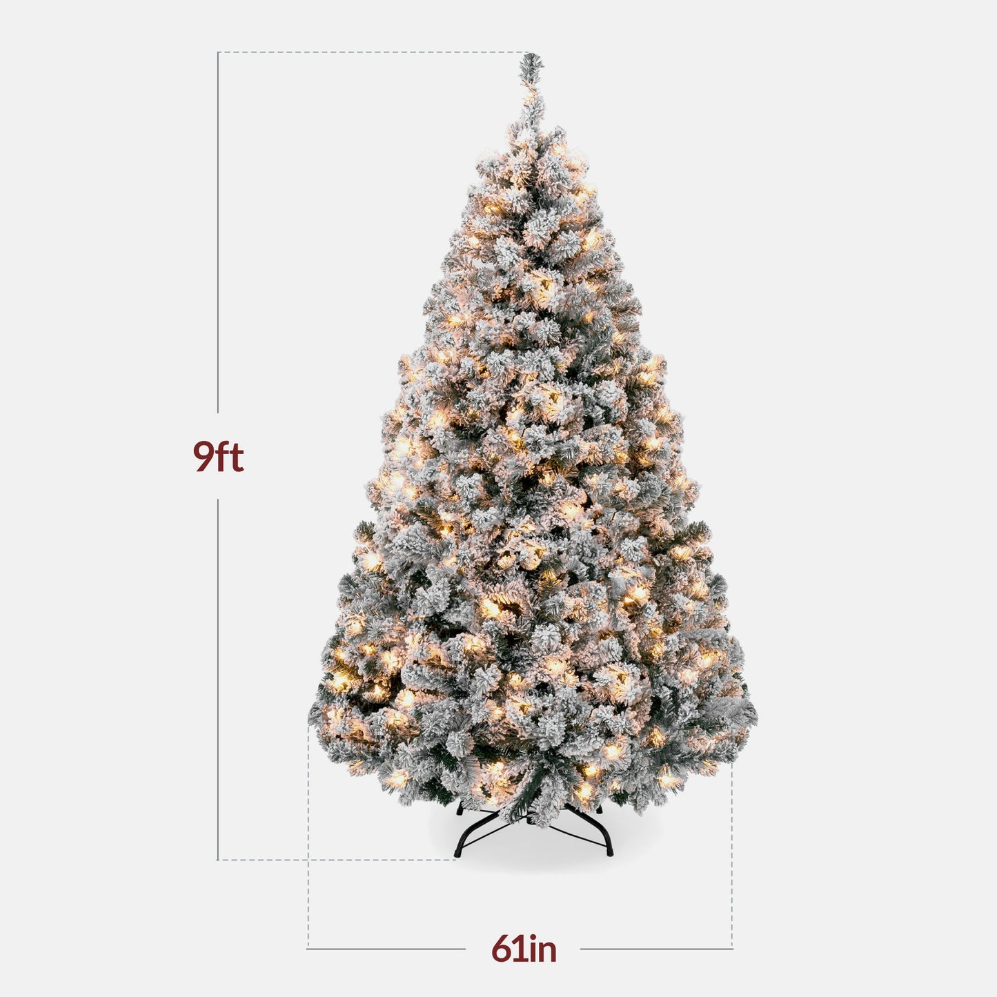 Pre Lit Snow Flocked Pine Christmas Tree with Warm Lights