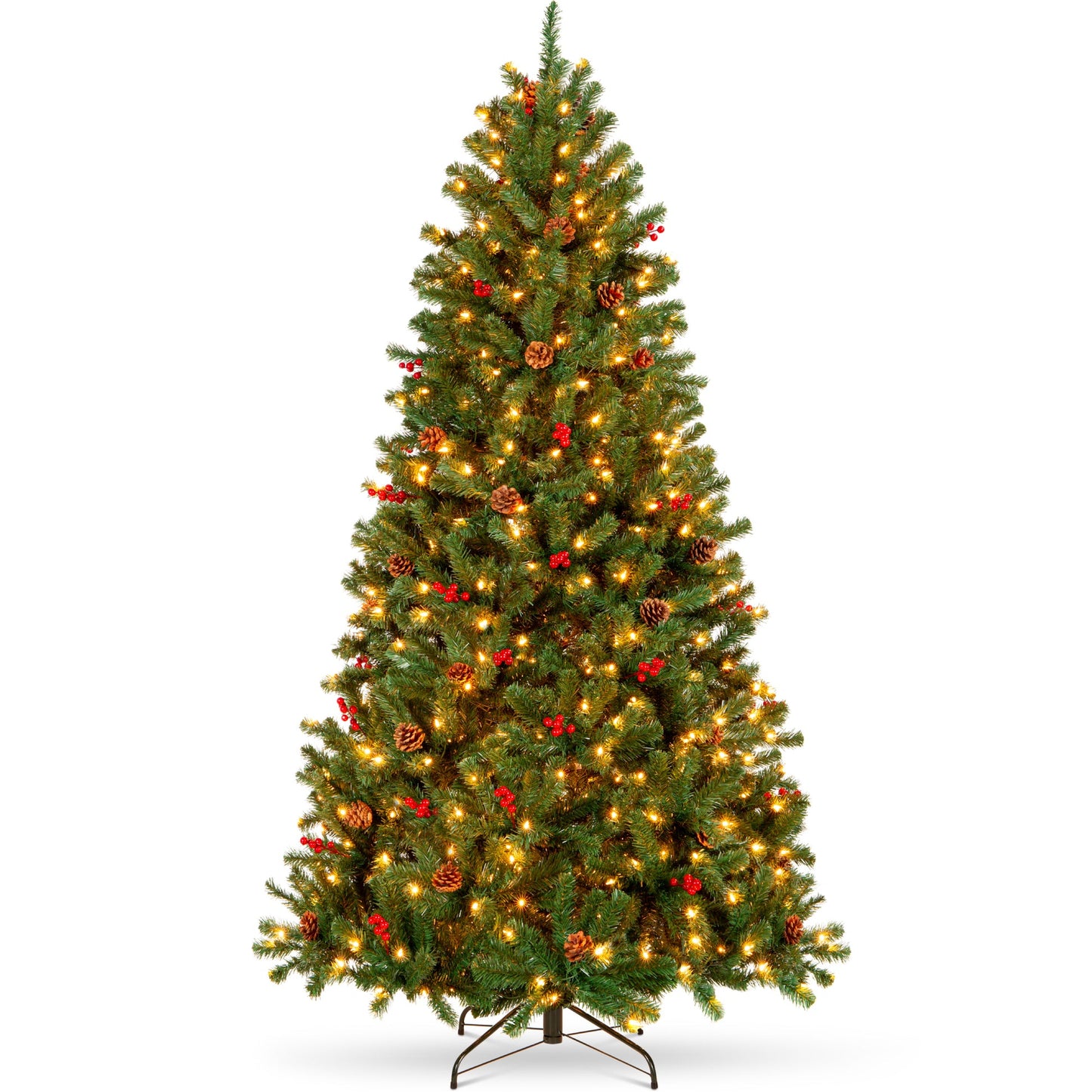 Pre Lit Pre Decorated Spruce Christmas Tree with Pine Cones