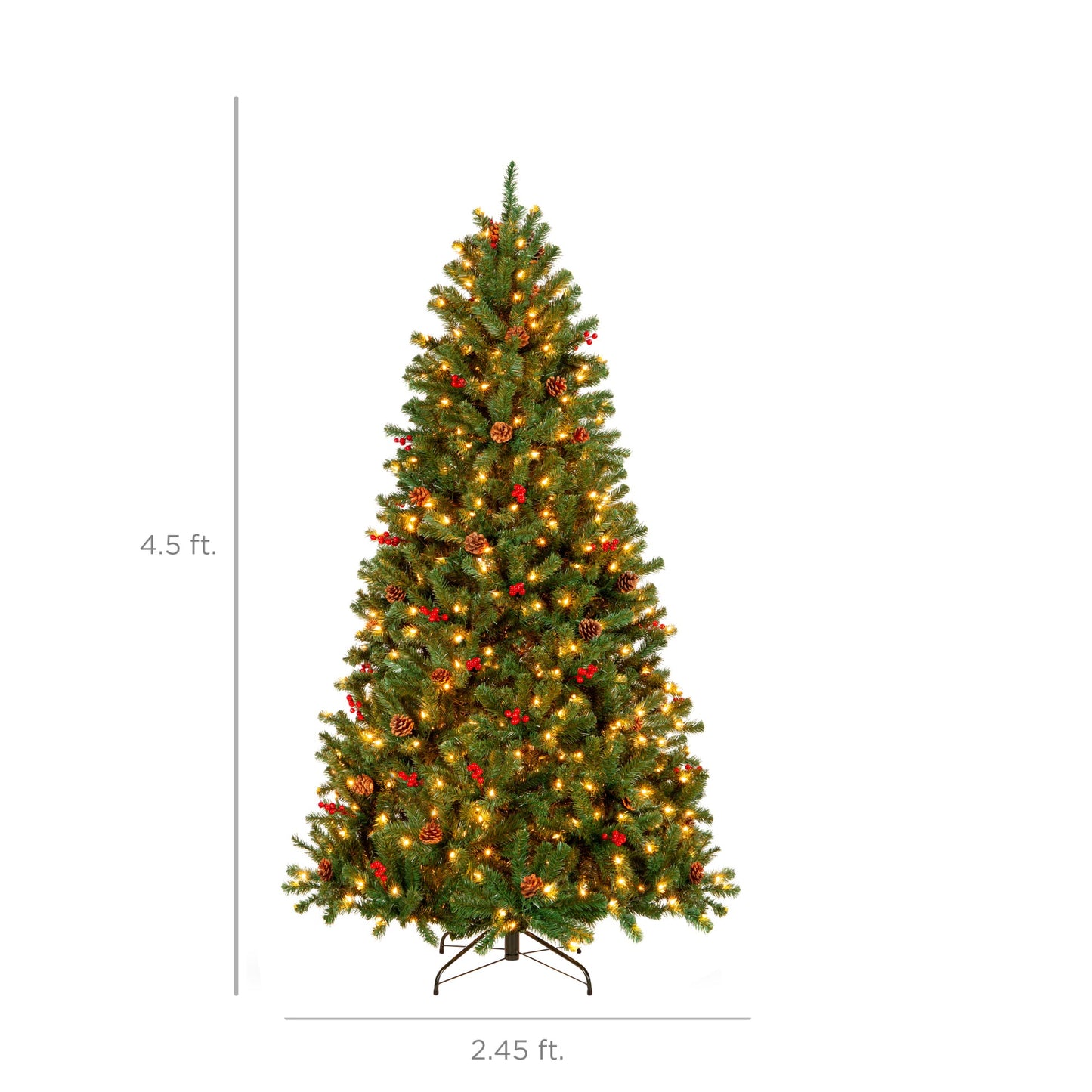 Pre Lit Pre Decorated Spruce Christmas Tree with Pine Cones