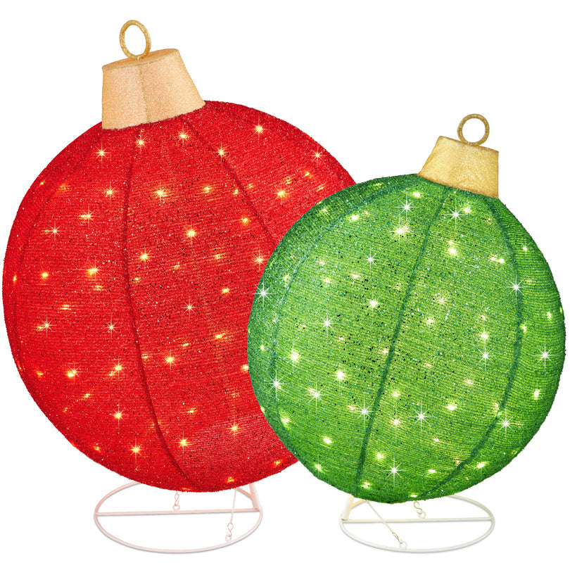2-Piece Lighted Pop-Up Christmas Ornament Set with 180 LED Lights