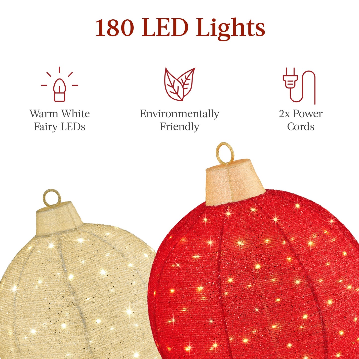2-Piece Lighted Pop-Up Christmas Ornament Set with 180 LED Lights