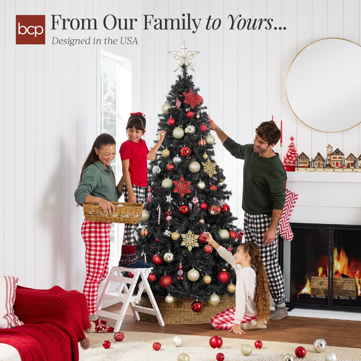 Artificial Black Pine Christmas Tree Unlit with Easy Assembly